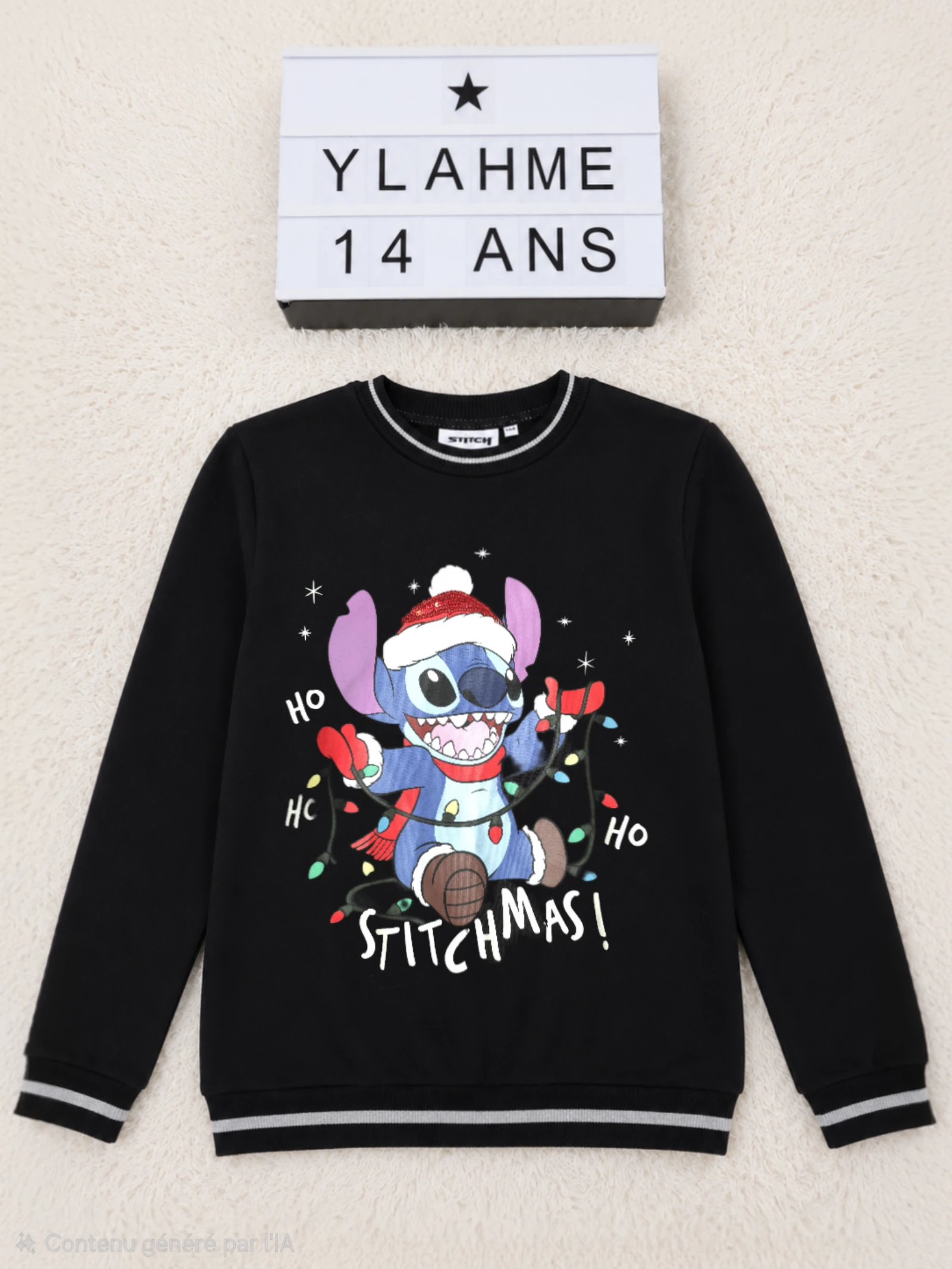 Sweat Disney Stitch Noël noir 14 ans 👒